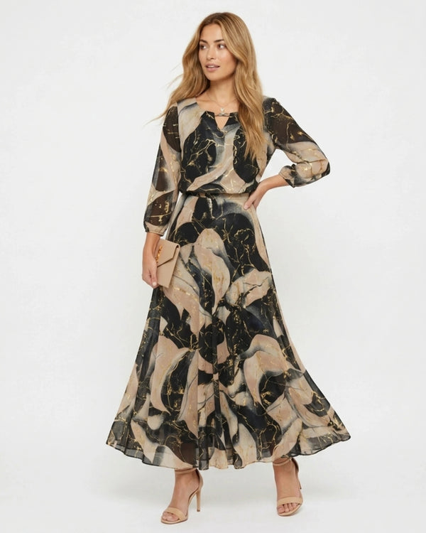 Marlène - Maxikleid mit Marmorprint