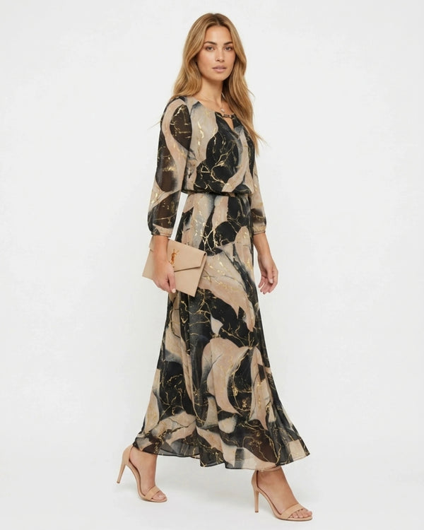 Marlène - Maxikleid mit Marmorprint